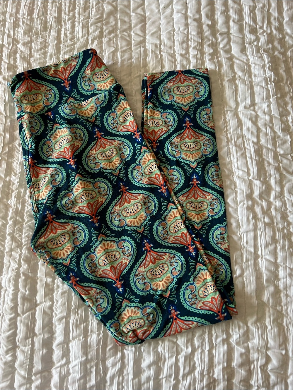 LuLaRoe Navy/Teal Paisley Print Leggings